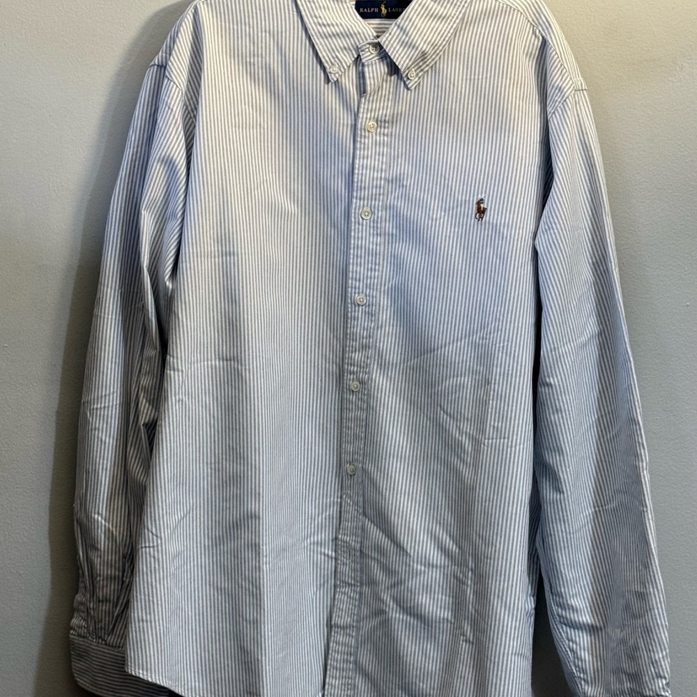 Ralph Lauren Light Blue and White Striped Shirt
